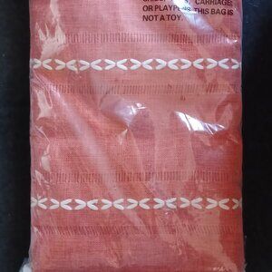 Hemstitched Embroidery Striped Boho Tablecloth 60x104 Inch Orange Heavy Weight